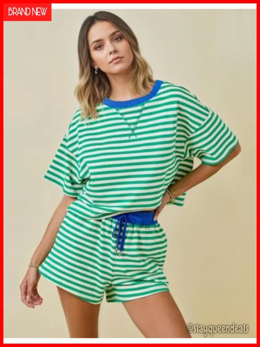 Striped 2 Piece Lounge Sets Matching Shorts and Top Pajamas Set